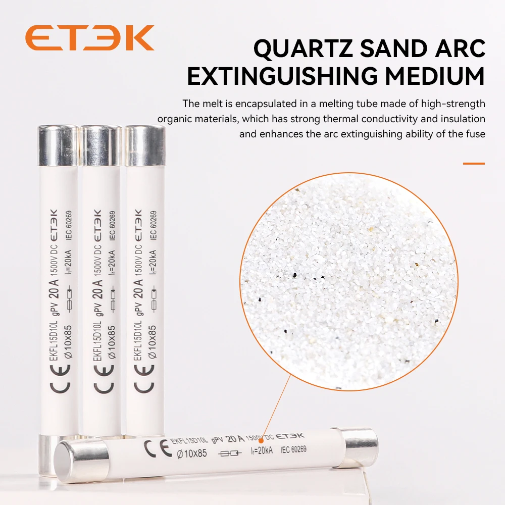 ETEK fuse link 1500vDC low voltage KEFL15D10L 20KA fuses 10x85mm 2-32A DC fuse