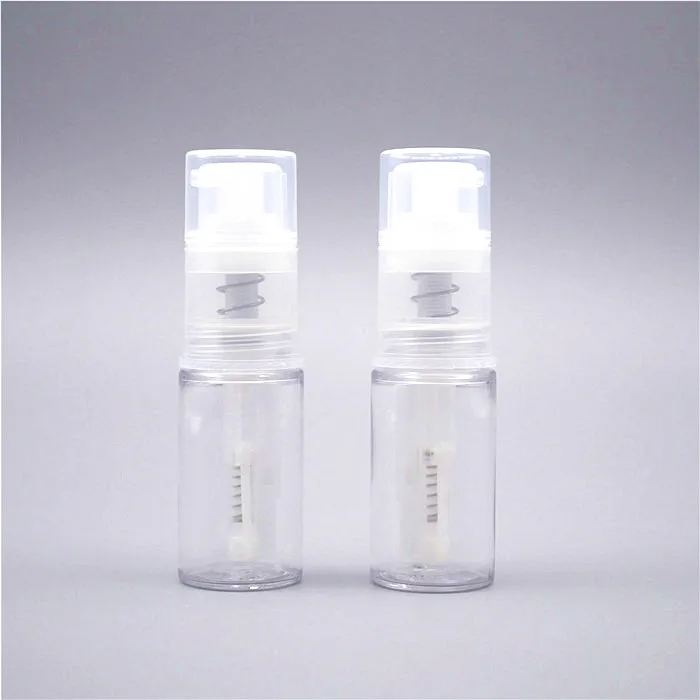 Round plastic dry powder spray bottle with glitter spray dispenser