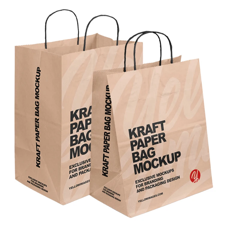 Custom Biodegradable Promotional Shopping Kraft Paper Bags Packaging Clothing Gift Food Take Away Paper Bag With Your Own Logo