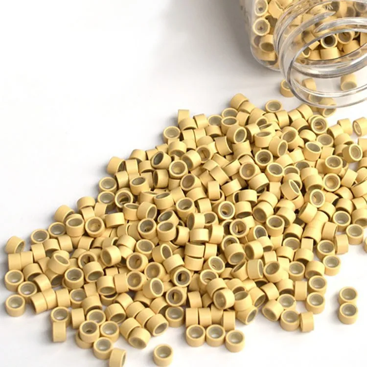500pcs Hair Extension Micro Rings Beads 5*3*3mm Silicone Lined Tip Links Tube for Extensions Hair Beads for Braids Hair