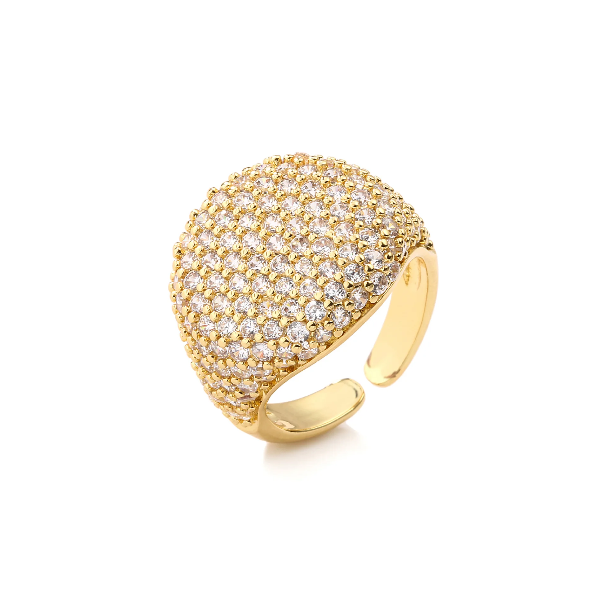 Bright and Glittering Hip -hop Star Vermiculite Gold -plated Moissanite Geometric Chain Ring