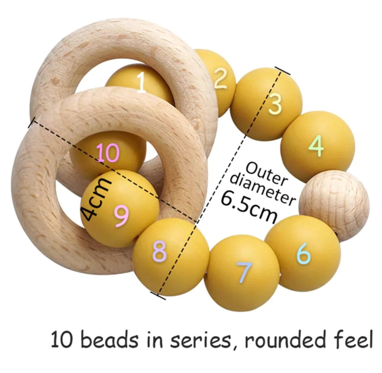 Custom Food Grade Silicon Mitten Toy chewable Rattle Wooden Teething Toys Ring Baby Gift Set Baby Silicone Teether