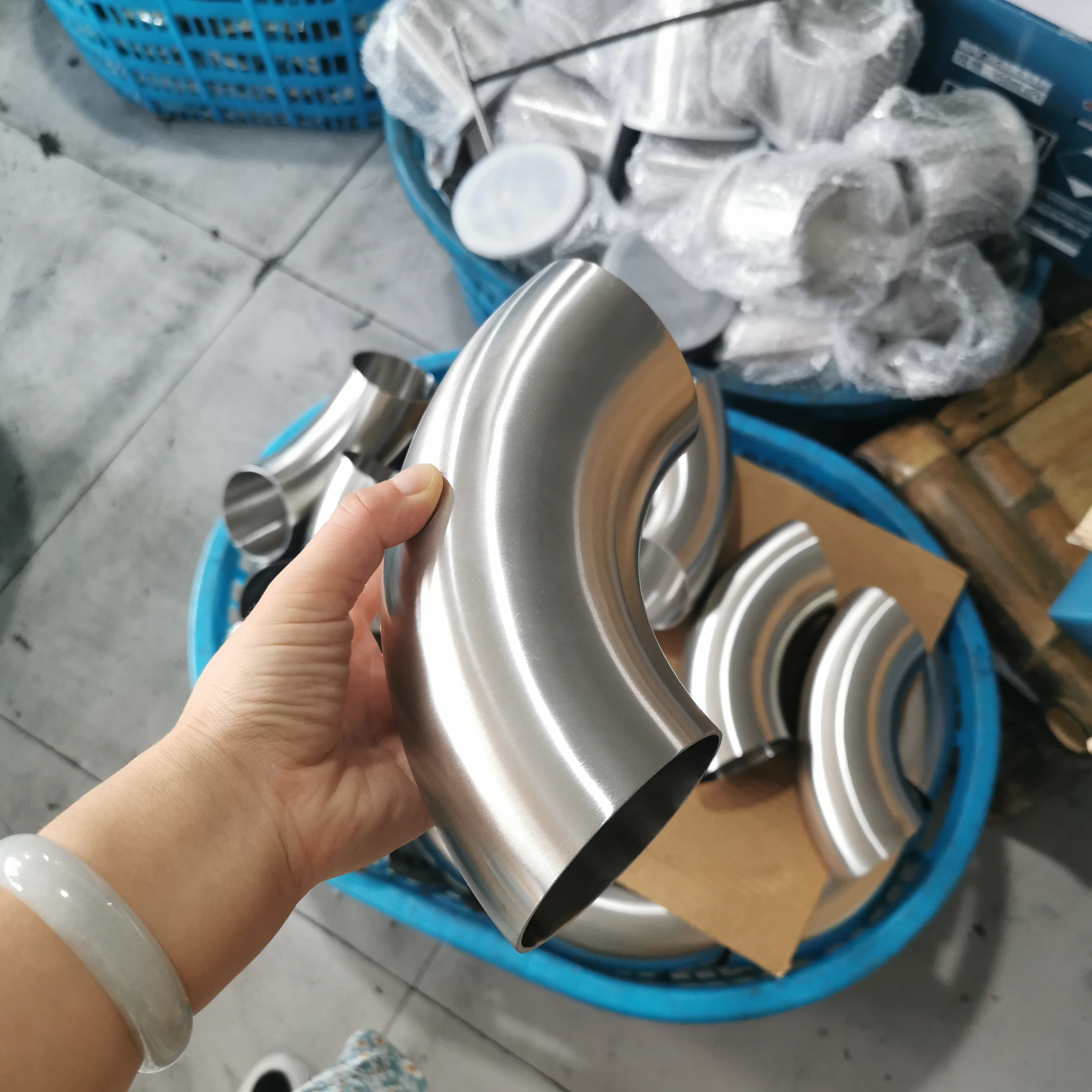 Stainless Steel  Sanitary 76mm Pipe fittings of Welded 45degree Bend/Elbow