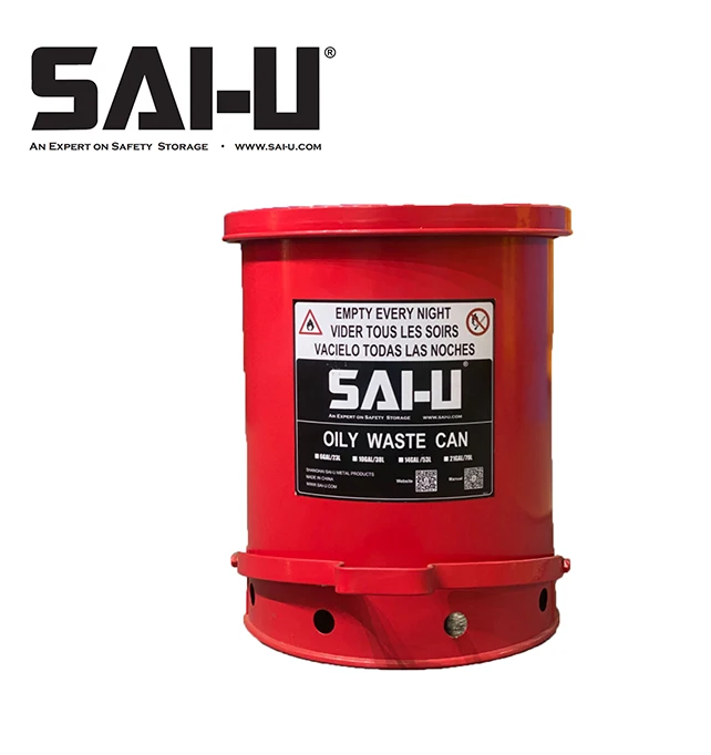 SAI-U Laboratory Garbage Bin Fireproof Red Garbage Bin Oily Garbage Bin Collecting Flammable Waste WC0010R