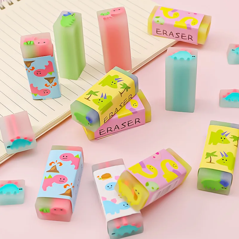 Creative Easy Clean Funny 4B Cartoon Cute Candy dinosaur Soft Erasers For Kids Rubber Kawaii Stationery School Office
