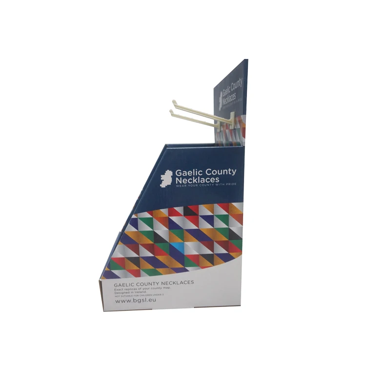 Carton Display Cardboard Display Stand Corrugated Floor Shop Counter Cardboard Display Box With Hook