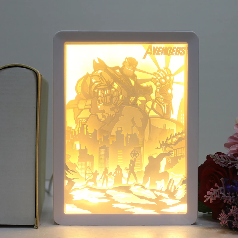 3D Paper Cut Light Box USB Powered LED Shadow Lamp Decorative Night Light frame with Switch for Bedroom Living Room