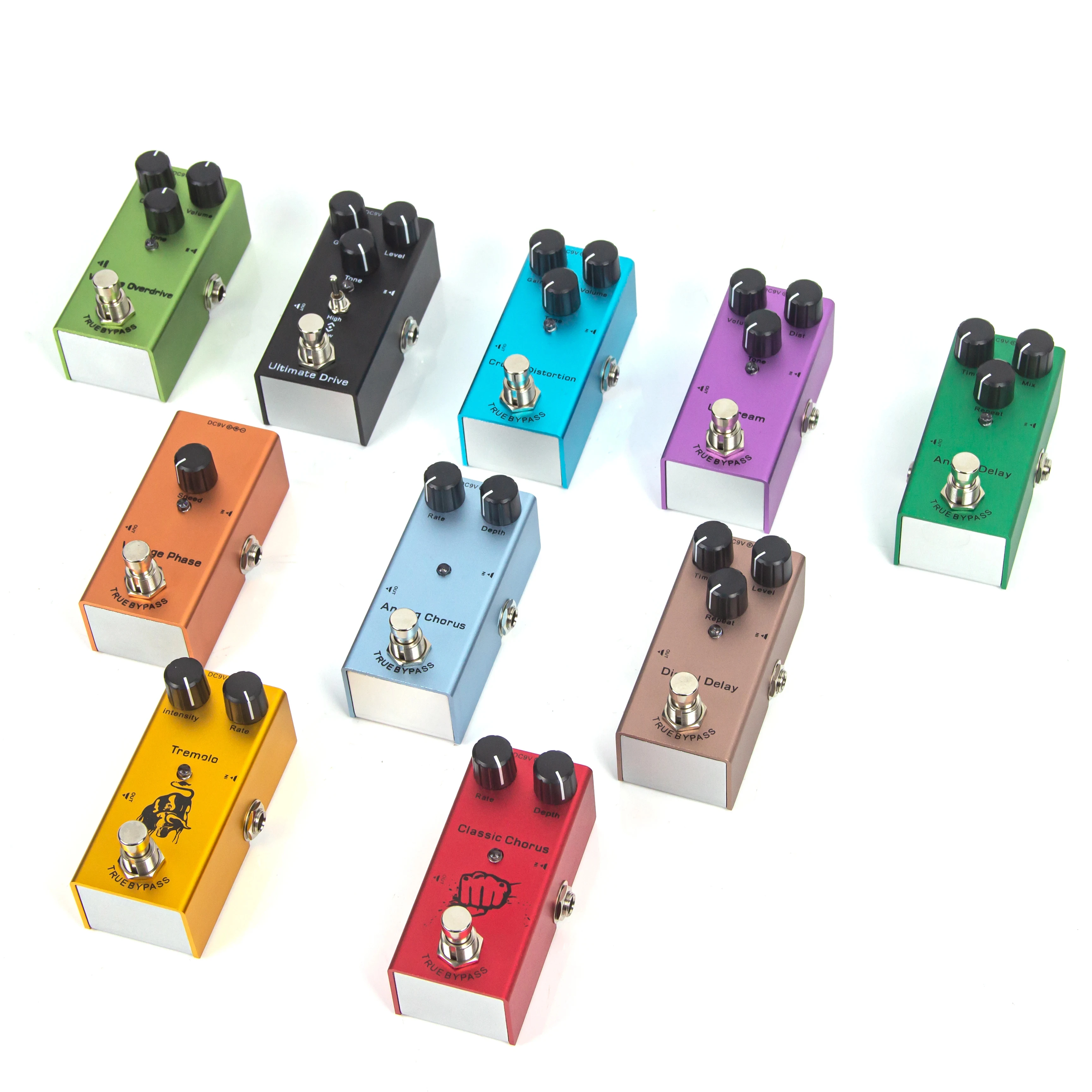 New Arrival Vintage Overload Compression Distortion Digital Delay Mini OEM Electric Guitar Pedal Retail Guitar Effects Pedals