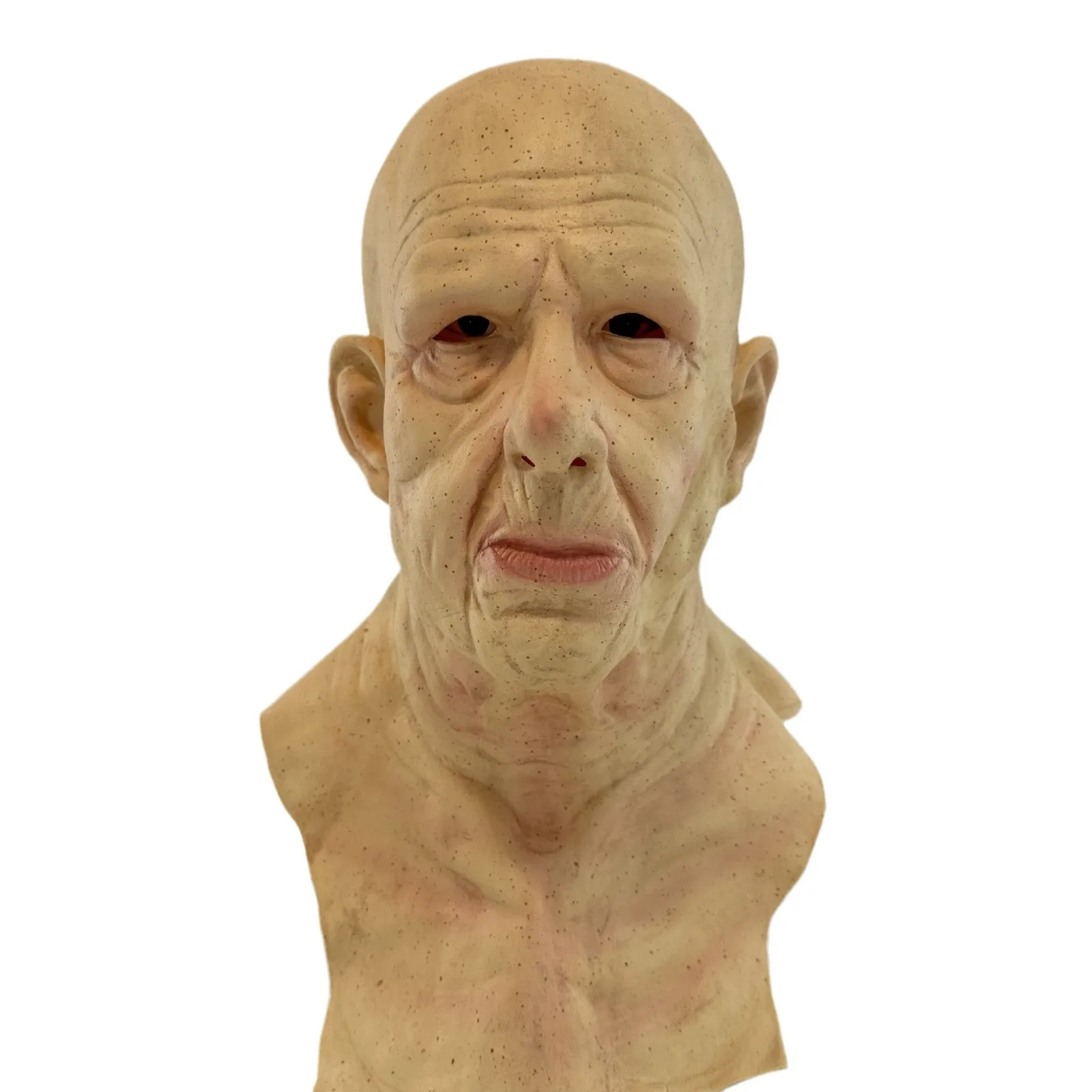 Old Man Mask Realistic Bald Man Mask Wrinkle Full Head Mask Halloween Costume Props