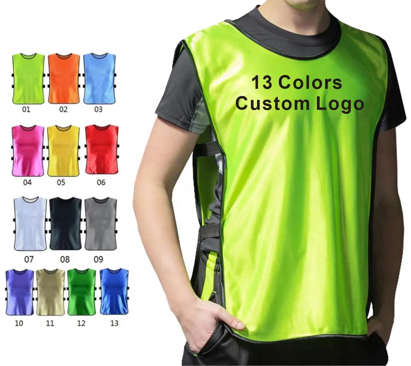 Wholesale Customized factory sleeveless soccer training vest sports practice football mesh bibs