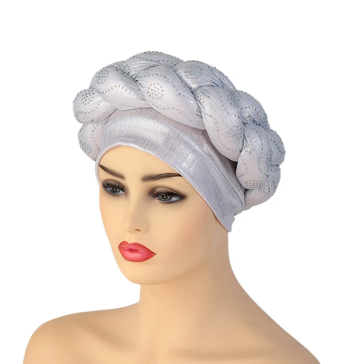 Women And Girls Twisted Head Turbans Crystals Decoration African Hats For Women