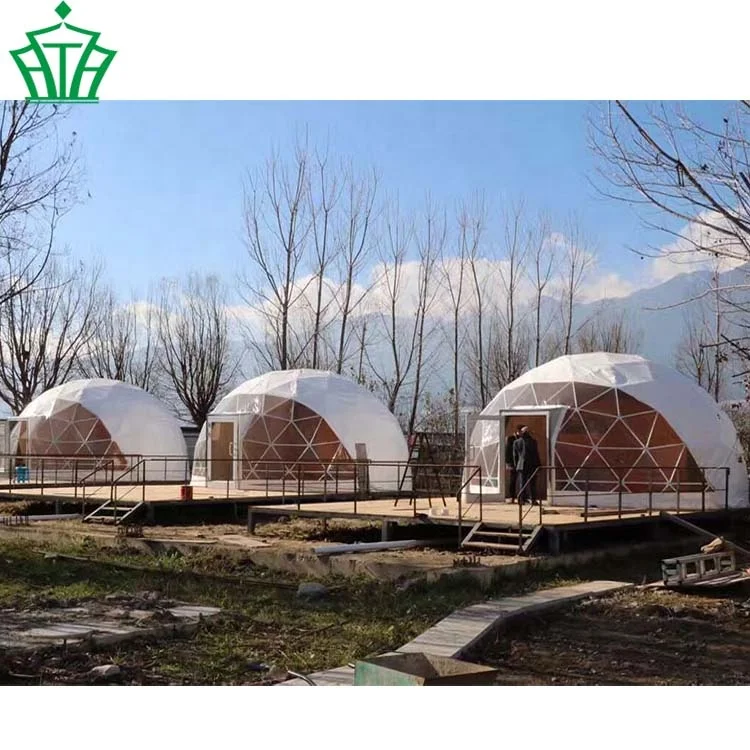 Steel Frame 6m Diameter Eco Transparent Roof Covers Half Geodesic Dome Shape Tent