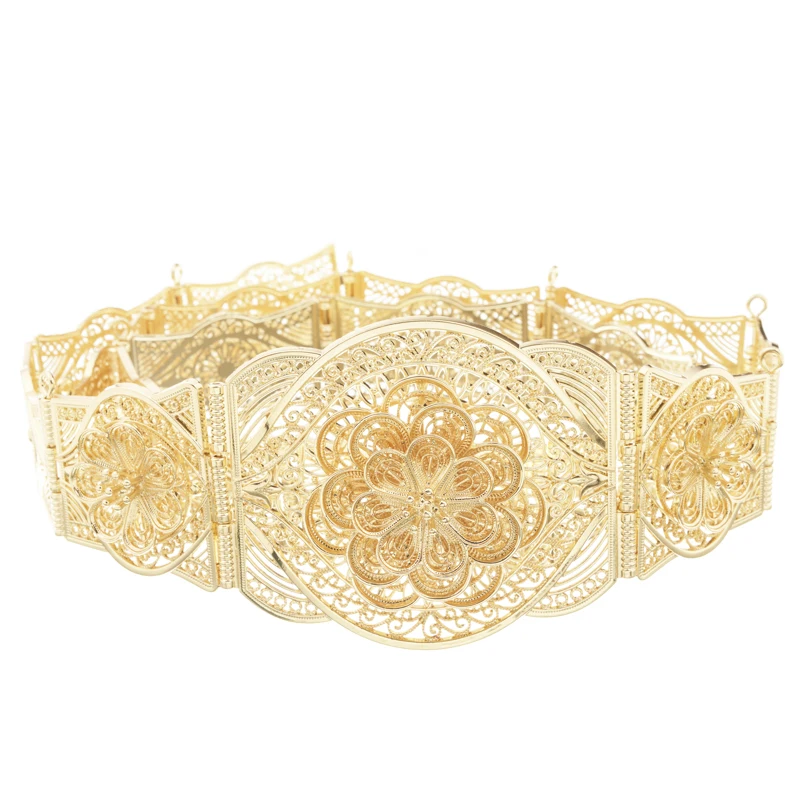 Perfect Flower Shape Design Belt Chic Female Waist Chain Gold Color Abaya Belly