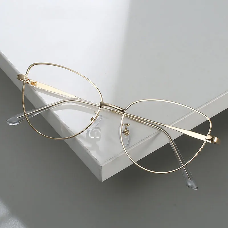 New Retro Metal Color-Changing Cat Eye Eyeglasses Frame Round Fashion Women Men Unisex Anti-Blue Light Eye Glasses