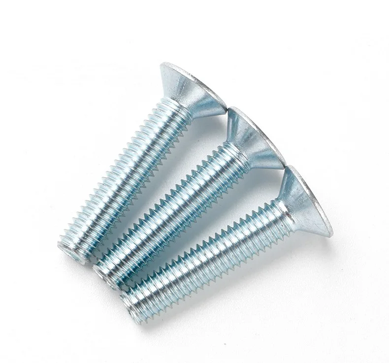 Handan Fastener Manufacturer Direct Galvanized White Blue Zinc Plated DIN7991 CSK Flat Head Hex Socket Bolt Screw