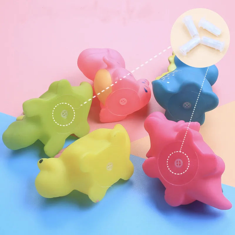 5 Pack Colorful Rubber Dinosaur Bath Toy For Toddlers Infants Kids Grasp Squeeze Squeaky Pool Float Tub Toy