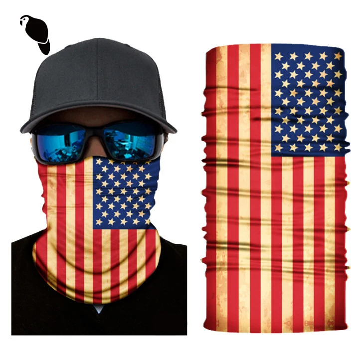 LEO USA Flag Breathable Neck Sport Cycling Facemask Neck Gator Multi Scarf Seamless Magic Head Tube Bandana