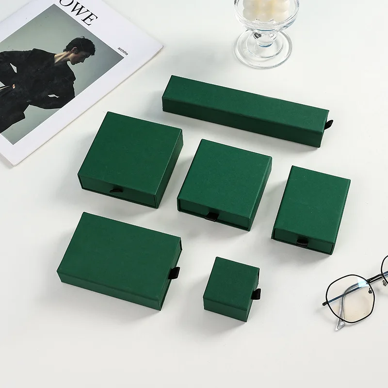 Custom Luxury Rigid Cardboard Paper Box with Logo Drawer Pendant Necklace Jewelry Packaging Boxes