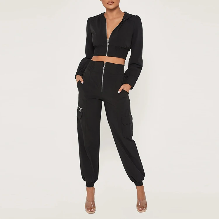 wholesale designer women sweatsuit windbreaker jogger tracksuit custom logo fitness sportswear nylon suits set training wear