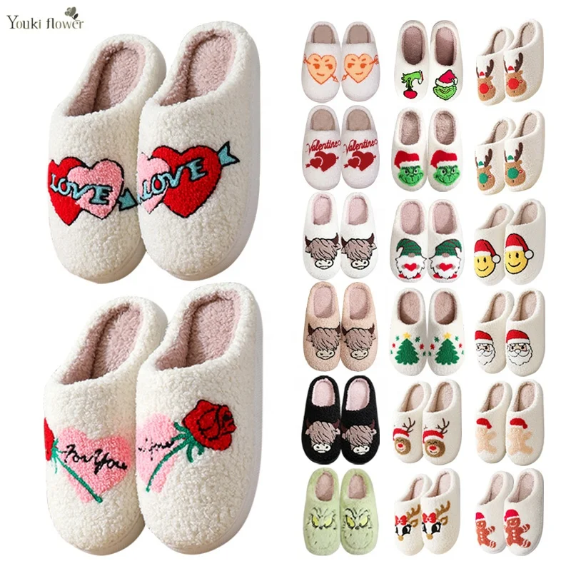 Fashion styles flower fluffy fruits strawberry cherry mushroom smile face happy face love heart bunny easter home slippers