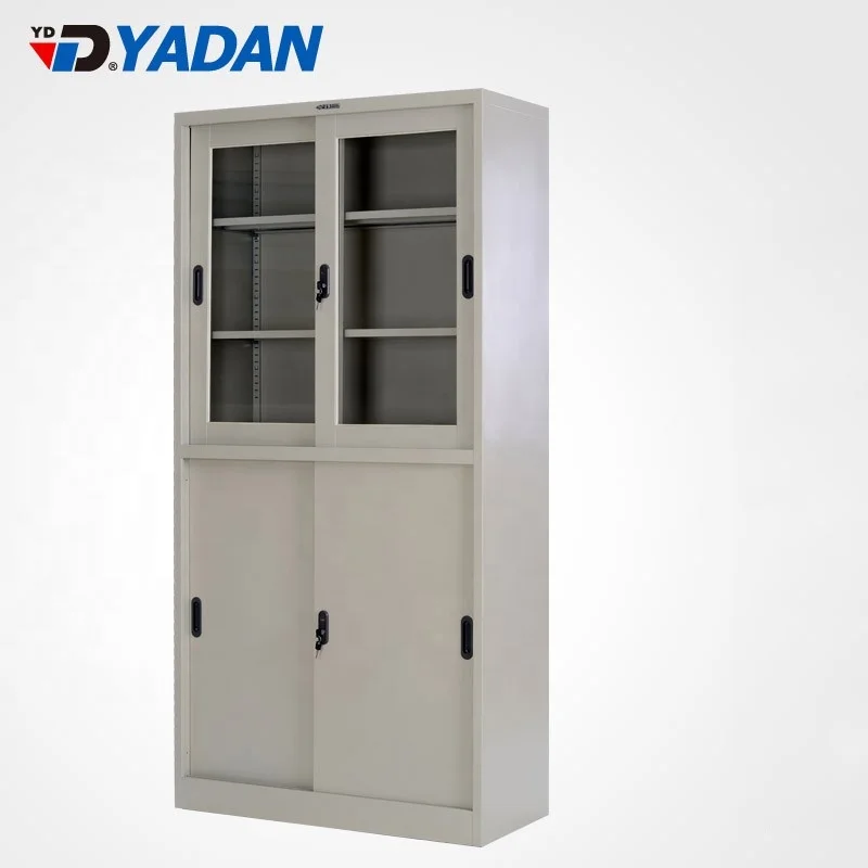 school use laboratory steel storage glass door with drawer and adjustable shelves locker cabinet
