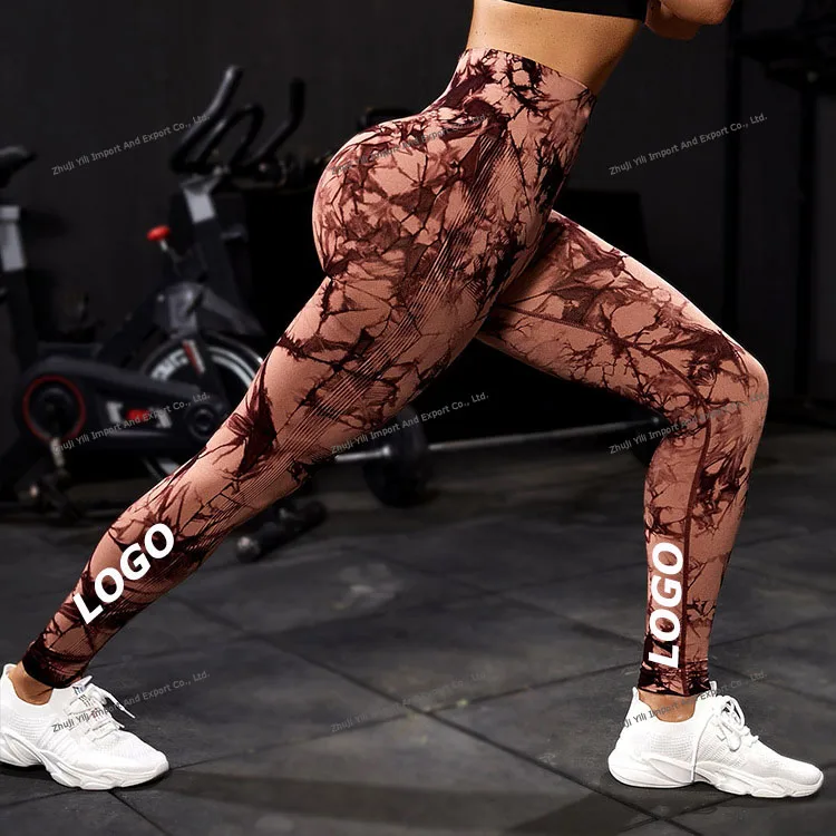 40 COLORS In Stock Large Stretch High Waist Yoga Fitness Pants Tie Dye Marble Soft Seamless Scrunch butt Yoga Leggings For Woman