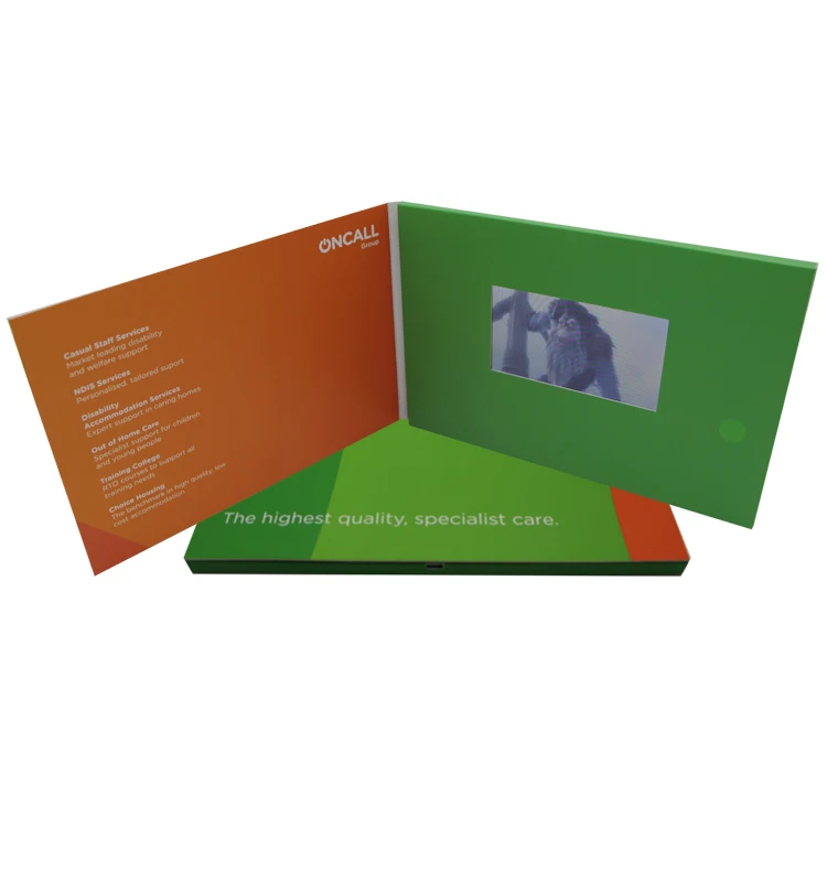 Softcover HD/IPS screen customize printing video brochure 5 inch for business/advertising/gift