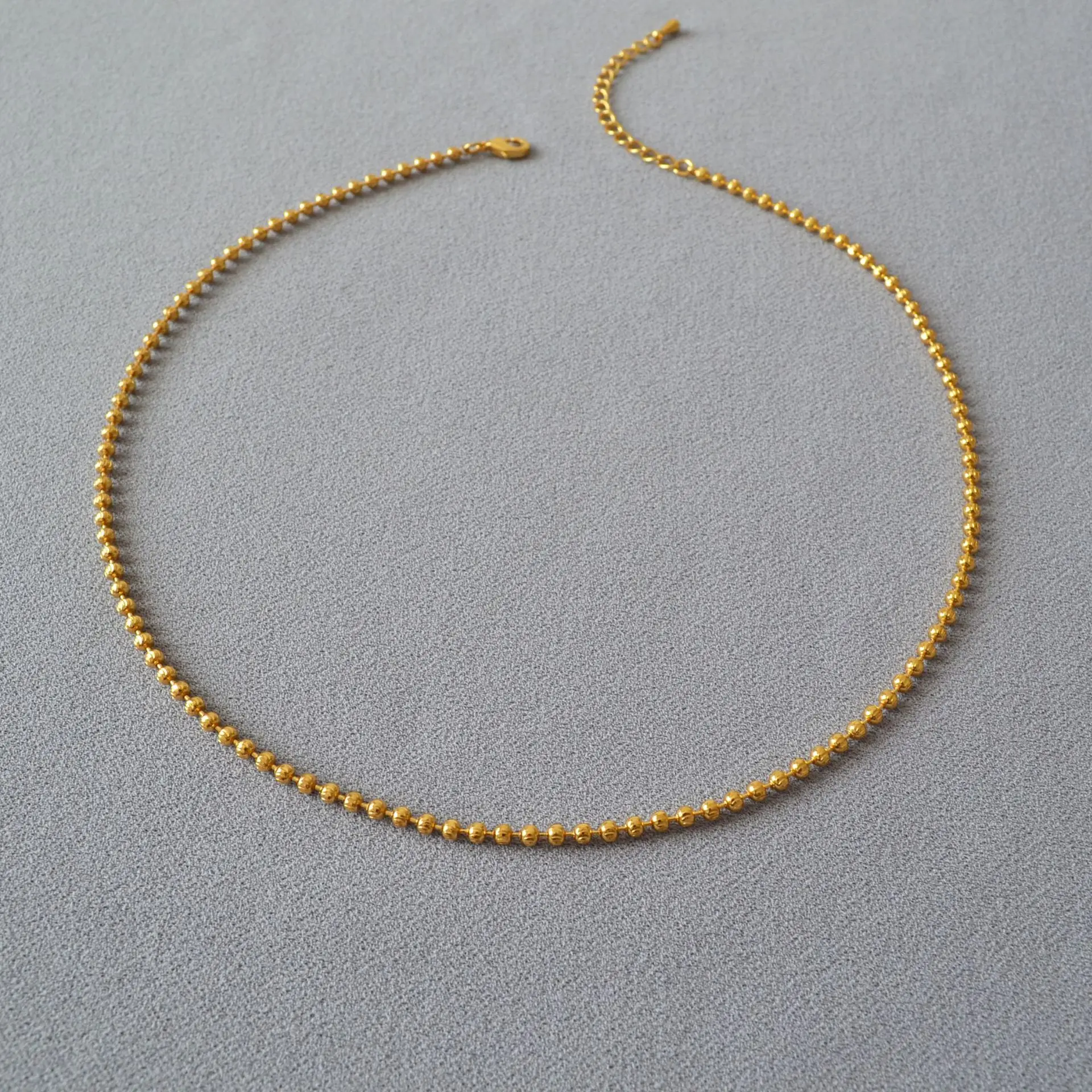 Italy Design Minimalist Brass Sparkly Gold Beads Chain Choker Necklace for Ladies