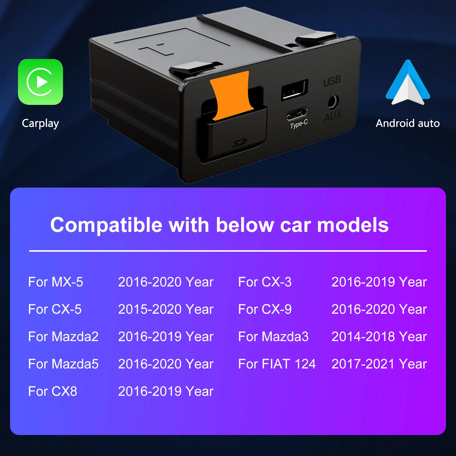 Type-C Mazda беспроводной Carplay комплект для модернизации TK78-66-9U0C OEM USB подходит 2014-2020 поддерживает Netflix/YouTube