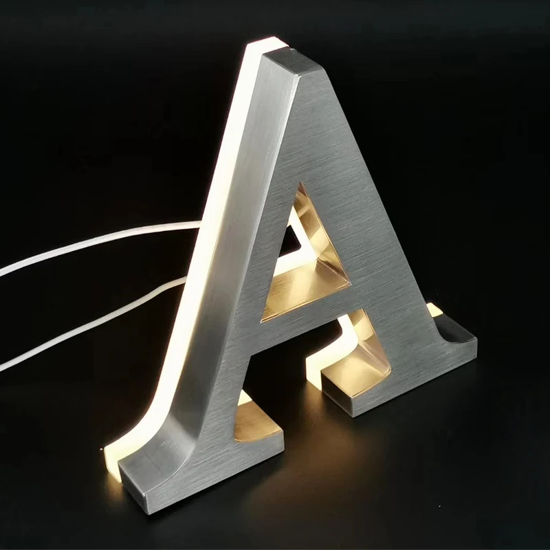outdoor advertising Business custom LED Letters gold 3d stainless steel led illuminated signs logo backlit LED sign board
