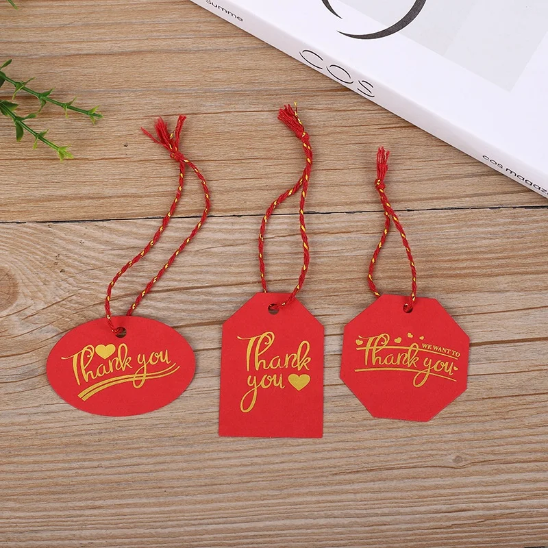 E-Magic Custom Bottle Neck Hang Tags Gift Thank You Hangtag with Gold Foil Printed