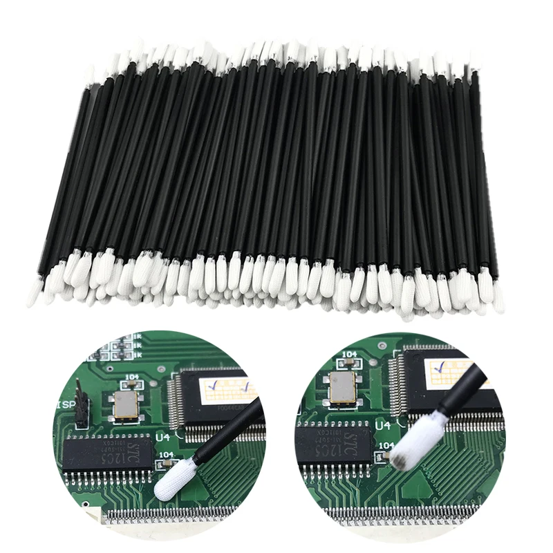 
JSW-7018 Black Handle Lint Free Cleanroom Double Tip Polyester Swab 