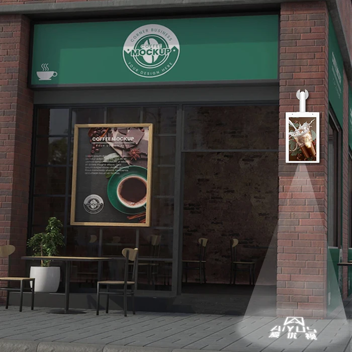 Aiyos 4 sided lcd cube magic digital advertising screen display colorful LED Projector door header lcd display cube for stores