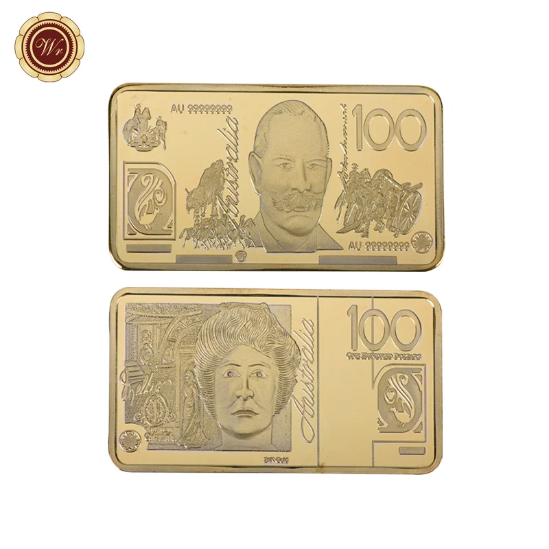 Wholesale Square Commemorative Coin Australia 100 AUD Metal Gold Plated Bullion Bars for Souvenir Gift