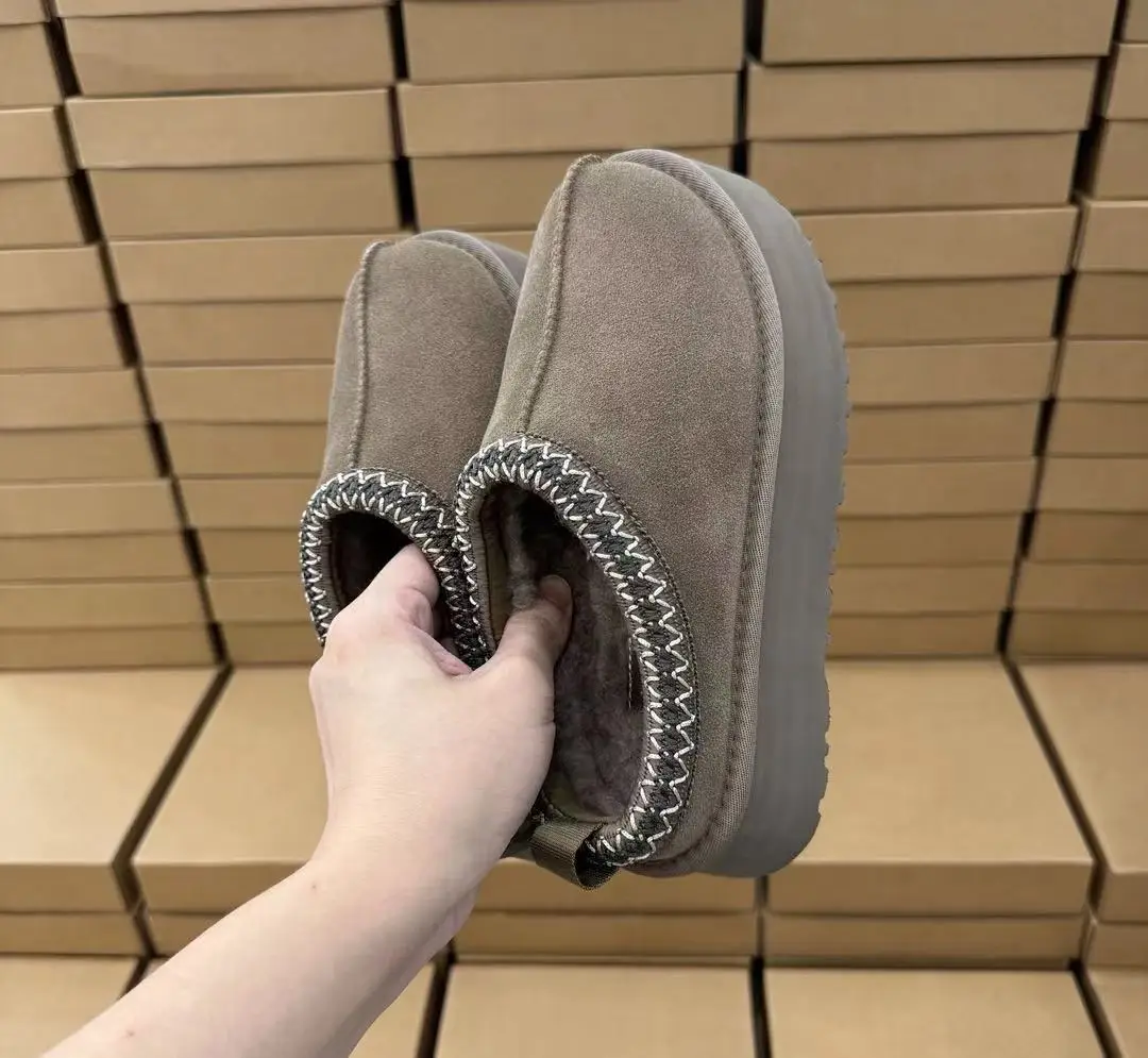 Top quality Australia Wool Sheepskin Genuine Leather Warm Slip-on Tasman Slippers Snow U G Boots Shoes For Women