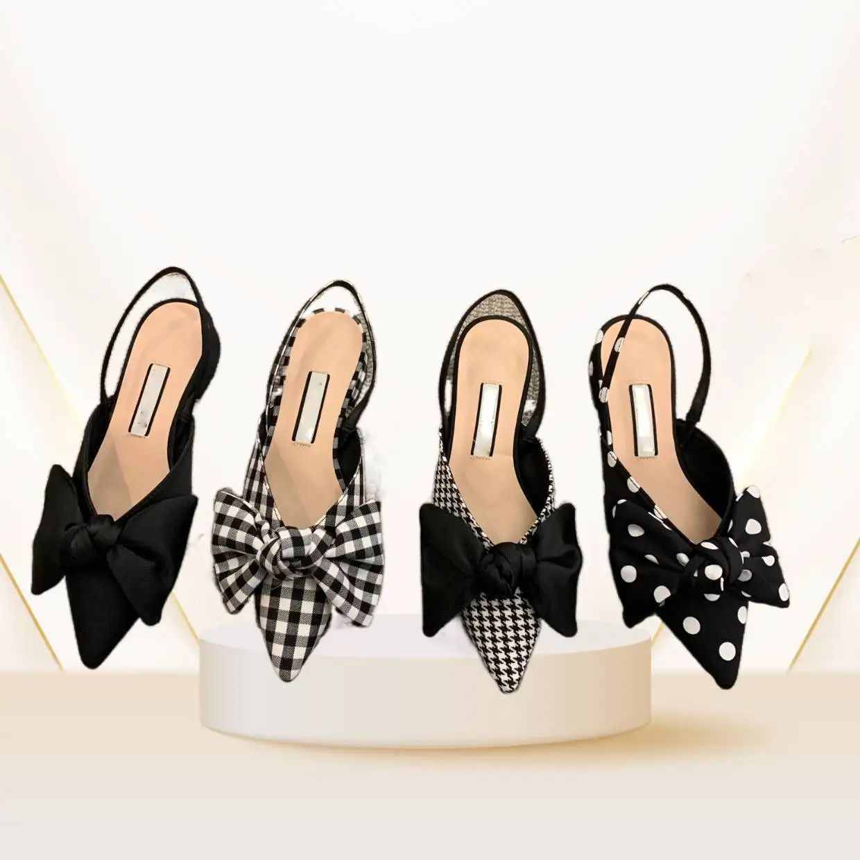 2024 летние женские босоножки с ремешком на ремешке; Модные элегантные туфли-лодочки острым носком и бантом низком каблуке