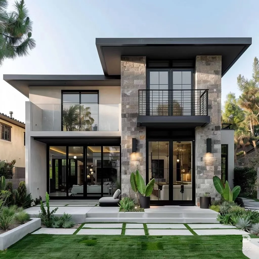 Two story  villa  Steel frame homes Prefabricated  house  customized villa portable homes with low price