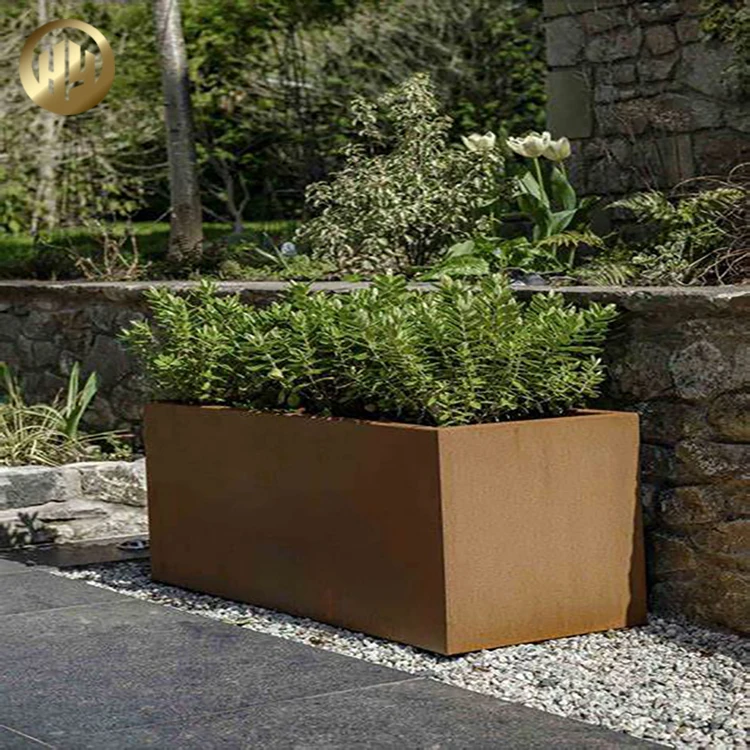 planters large outdoor Rectangular Metal Powder Coating Planter Decoration Plants Nursery