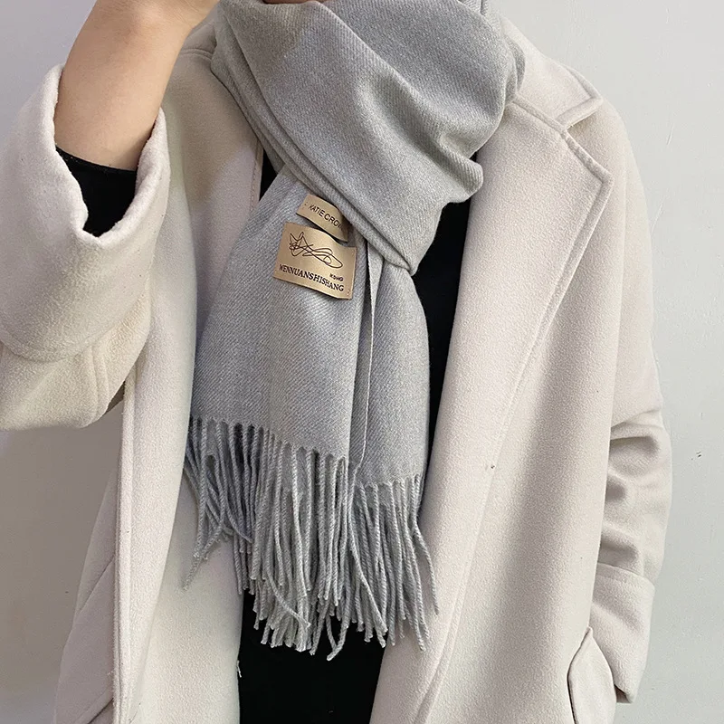 2021 Autumn/winter new scarf for female students Solid color versatile tassel cape for lovers scarf for men