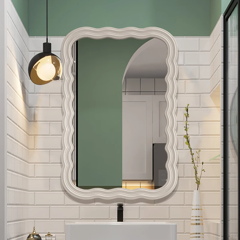 Wave LED light mirror European style  light luxury bathroom mirror smart anti fog  wall hanging  mirror
