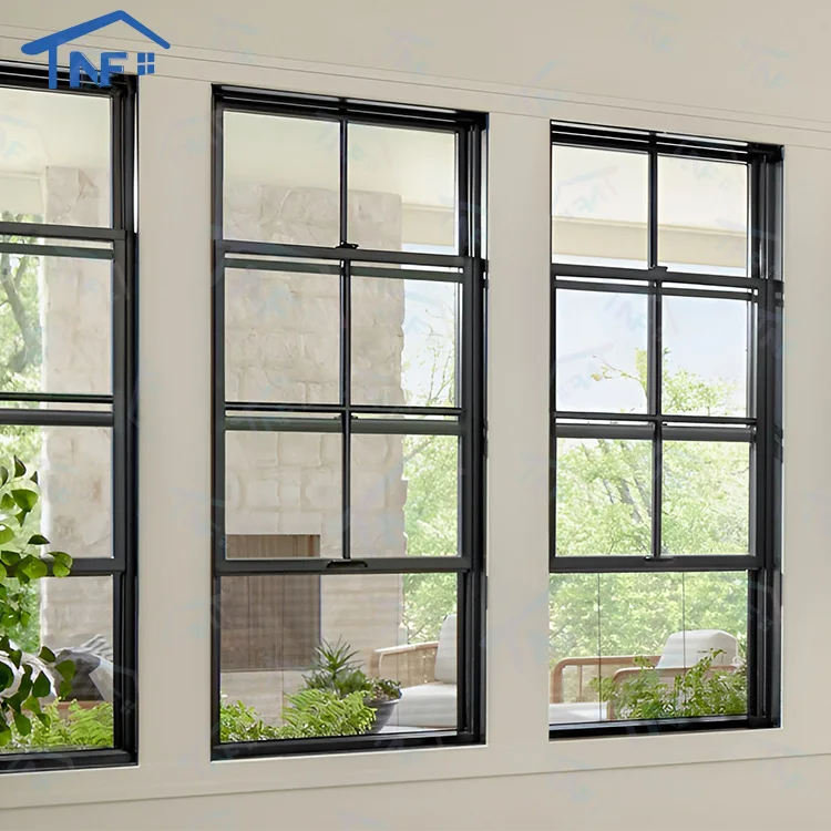 Customized European Style Thermal Break Aluminum Double Hung Window For House Windows With CE European Standard