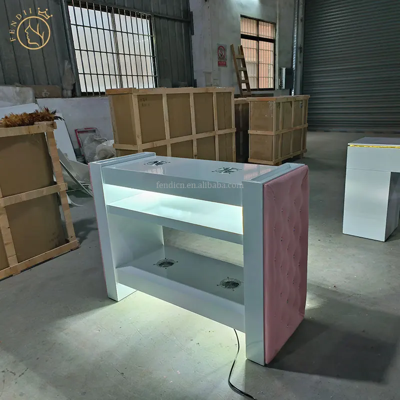 High Quality Modern Salon Furniture Nail Tables Wood Manicure Table Station with Fan