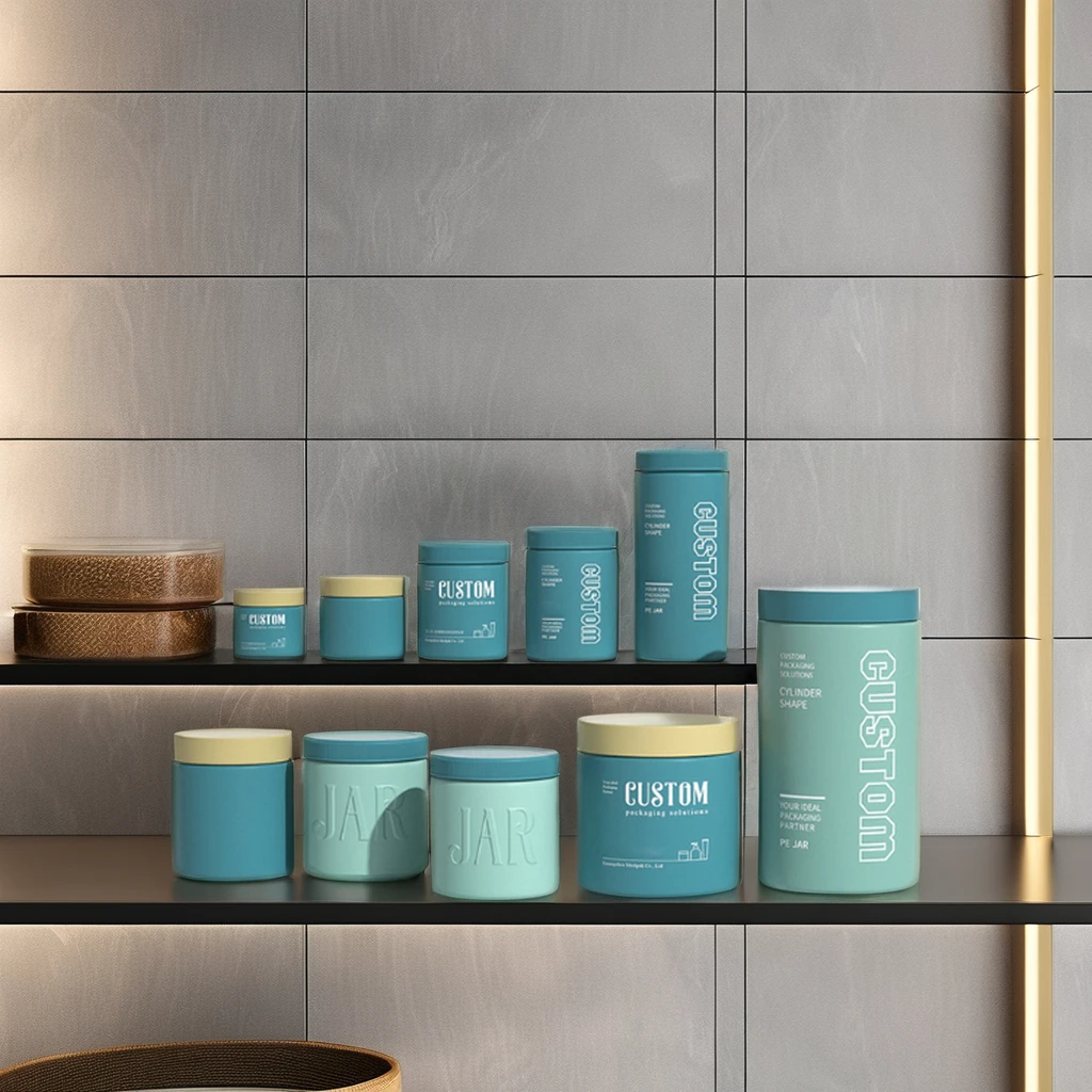 Custom 60ml 120ml 200ml 250ml 500ml 1000ml Empty Cylinder Packaging Hair Care Conditioner Cream Jar PE HDPE Matte Plastic Jar