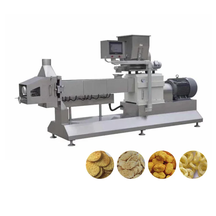 Flour snack food extruder chips corn puff snack double screw extruder machine price