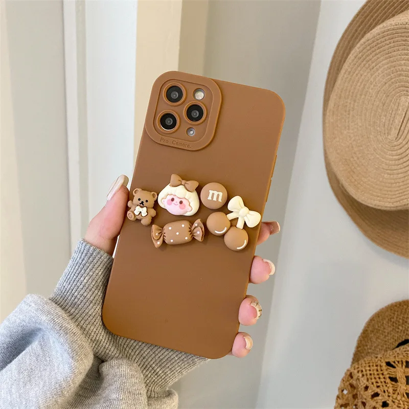 Cartoon bear fashion small flower pattern phone case for iPhone11 12 13 pro max xs xr 13mini 7 8Plus
