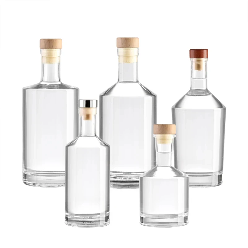 500ml 750ml Glass Spirit Bottle Gin Whisky Rum Vodka Wine Glass Bottles with Stopper Cork