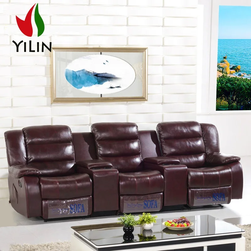 Cheap drawingroom leather couch settee function home theater sofas sectional three seater recliner sofa set