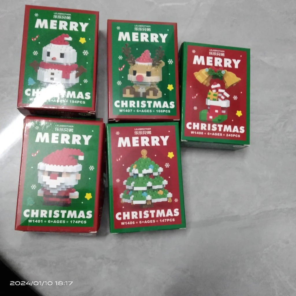 Christmas Christmas Party Favors Mini Block Sets DIY Brick Toy Christmas Block Santa Claus For Children Kids Gifts