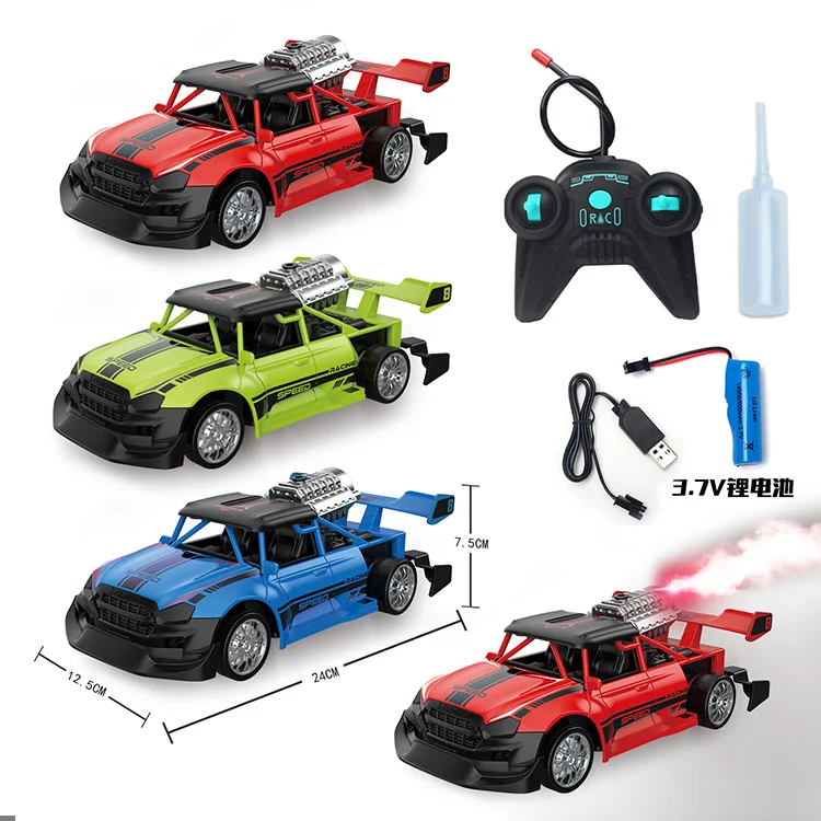 New Arrival Remote Control Car 1:20 Scale Stunt Racing Car Toy With Spray Function Light Kids Boys Toys