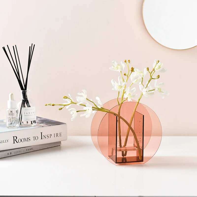 
Factory Hot Sale Creative Gift Decorative Acrylic Colorful Transparent Vase for Decoration 
